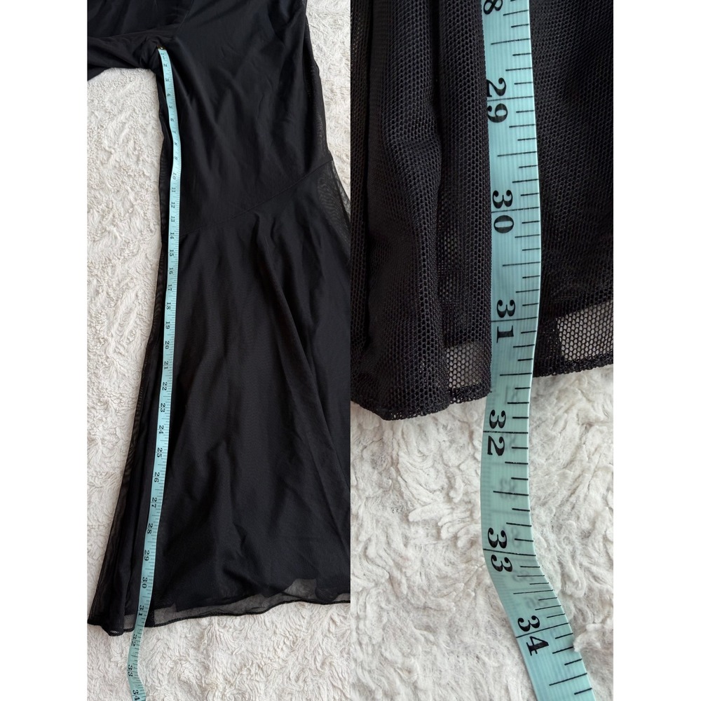 Cache Vintage Y2K 90s Black Mesh Flare Pants High Waisted Bell Bottom Trousers 4 - Picture 6 of 15